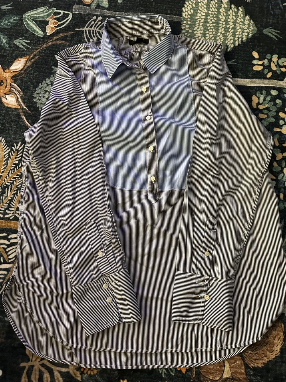 J. Crew Striped Button-Front Tunic in Blue and White